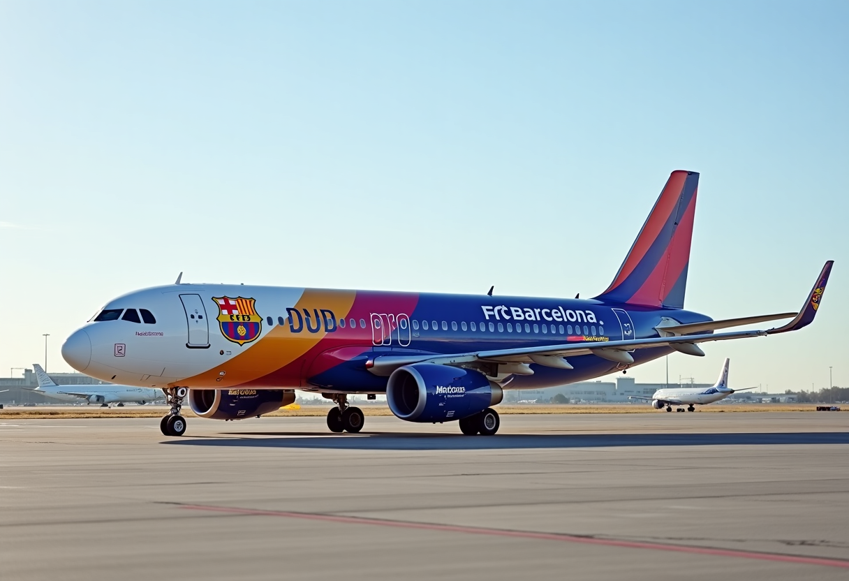 Aereo Vueling con livrea dedicata al Barça femminile