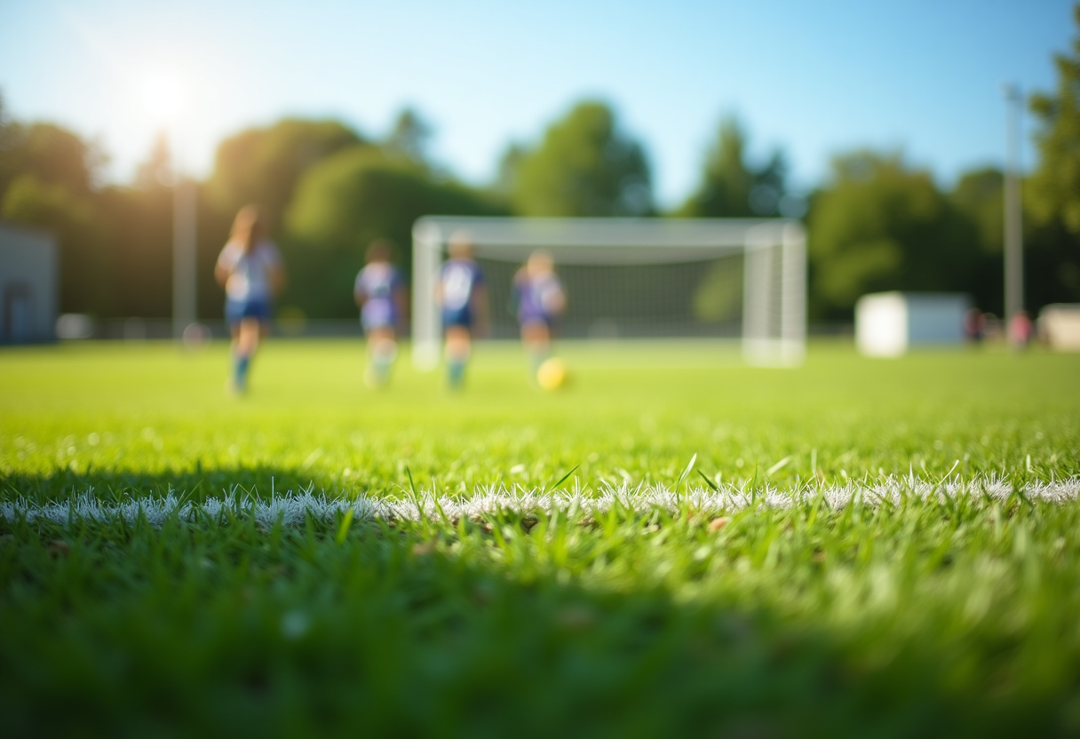 Giocatrici di calcio femminile a Roma in azione