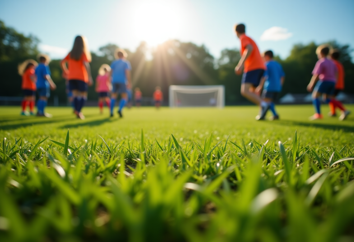 Giovani calciatori in azione durante una partita emozionante