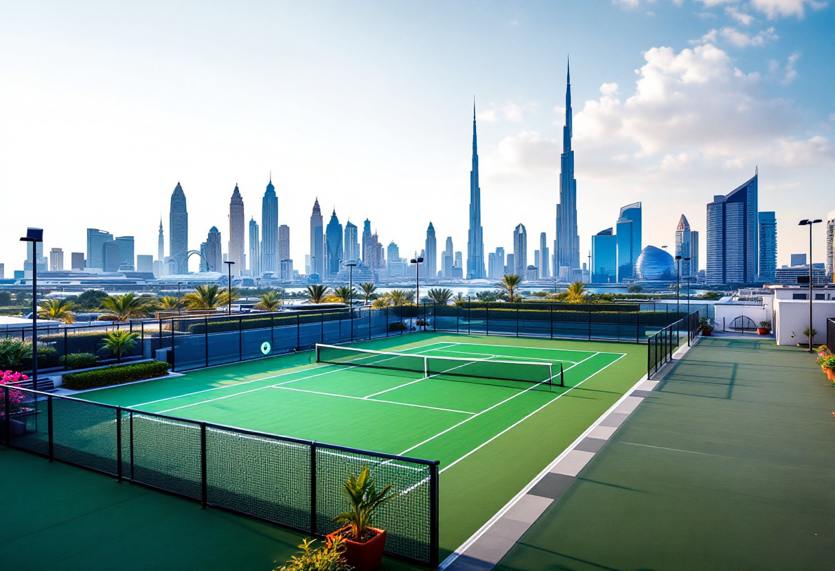 Giocatori di padel in azione alle finals di Dubai