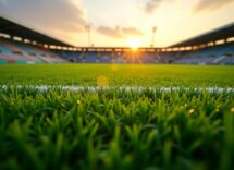 Logo del Manchester City con sfondo di stadio