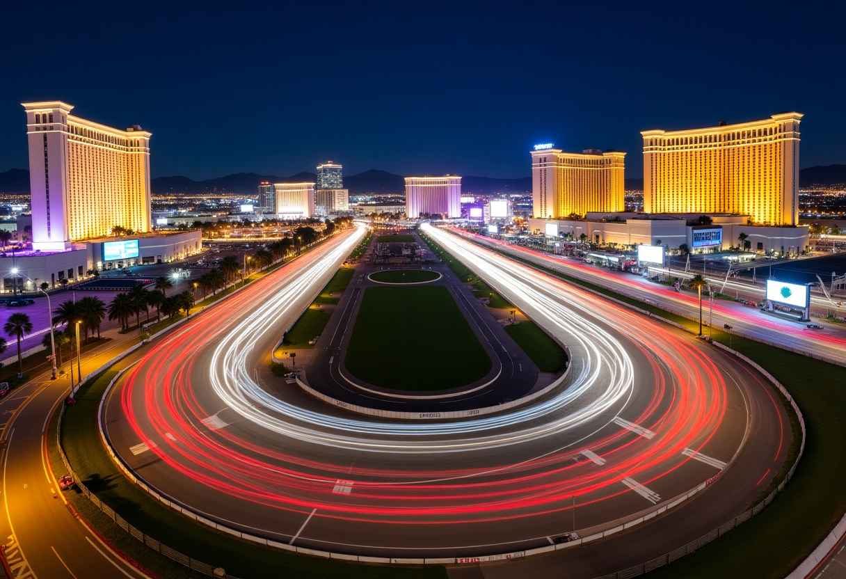 Auto da corsa in azione al Gran Premio di Las Vegas