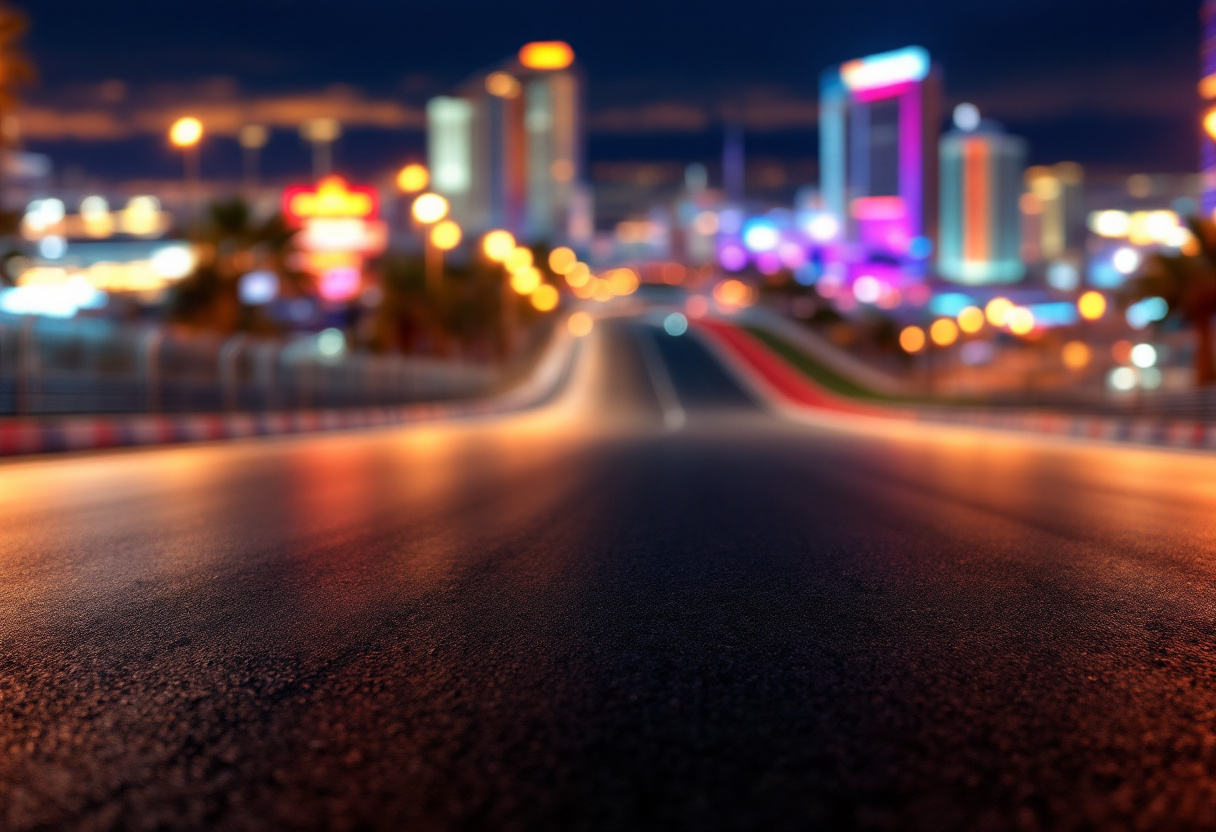 Auto da corsa in azione al Gran Premio di Las Vegas