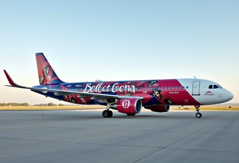 Aereo del Barça Femminile in volo sopra il campo