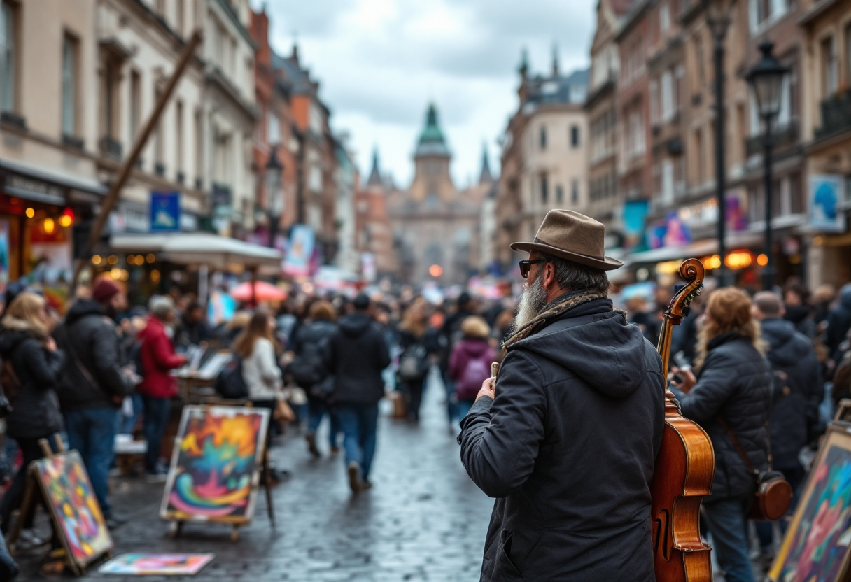 Un'immagine evocativa di un viaggio musicale durante l'emigrazione