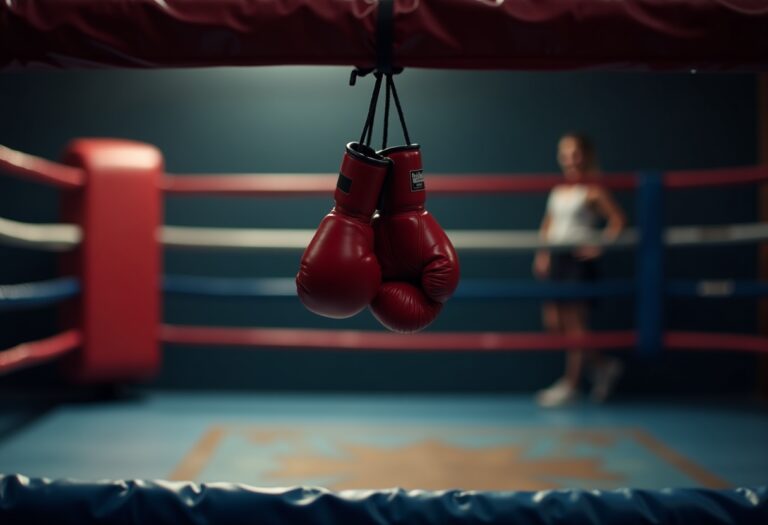 Michael Moorer durante un incontro di boxe storico