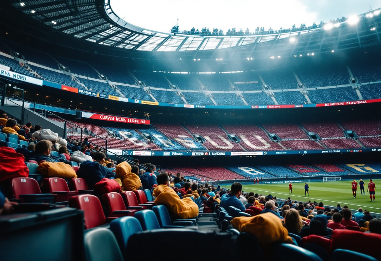 Curva nord durante una partita dell'Inter