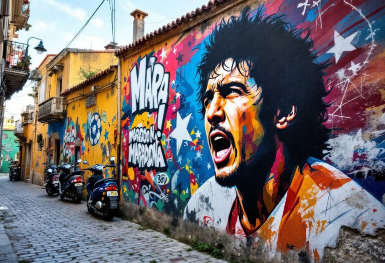 Murales di Maradona a Napoli, simbolo di passione e cultura