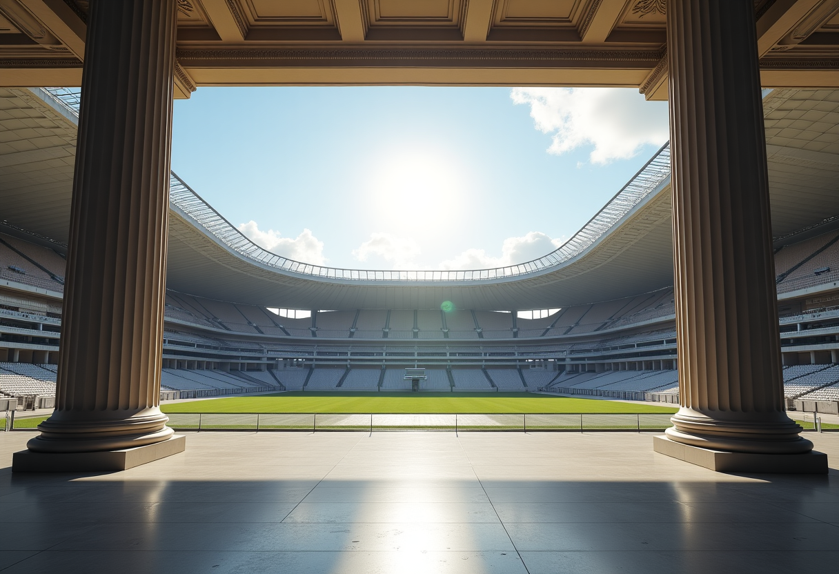 Rendering del nuovo stadio della Roma in costruzione