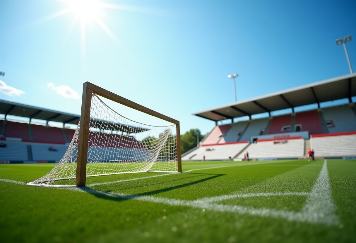 Porte da calcio danneggiate in un campo dilettantistico