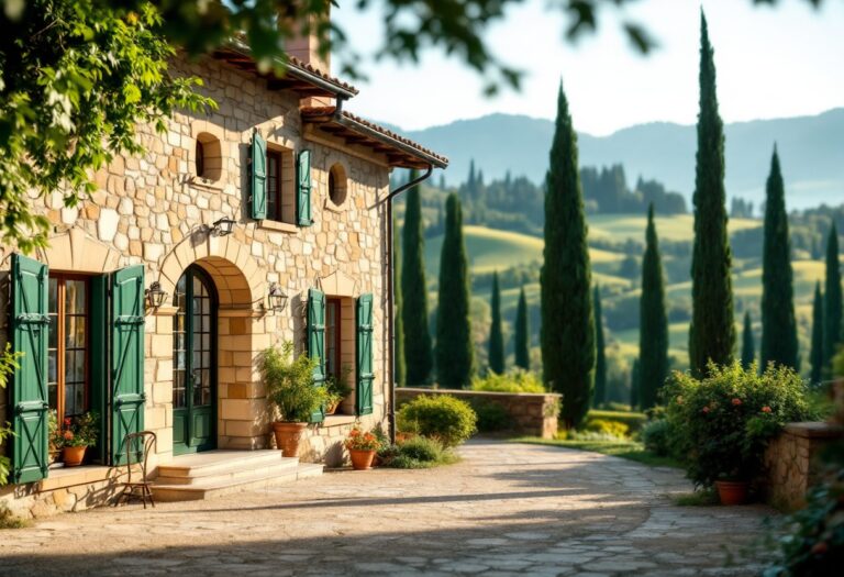 Vista panoramica del relais Lupaia in Toscana