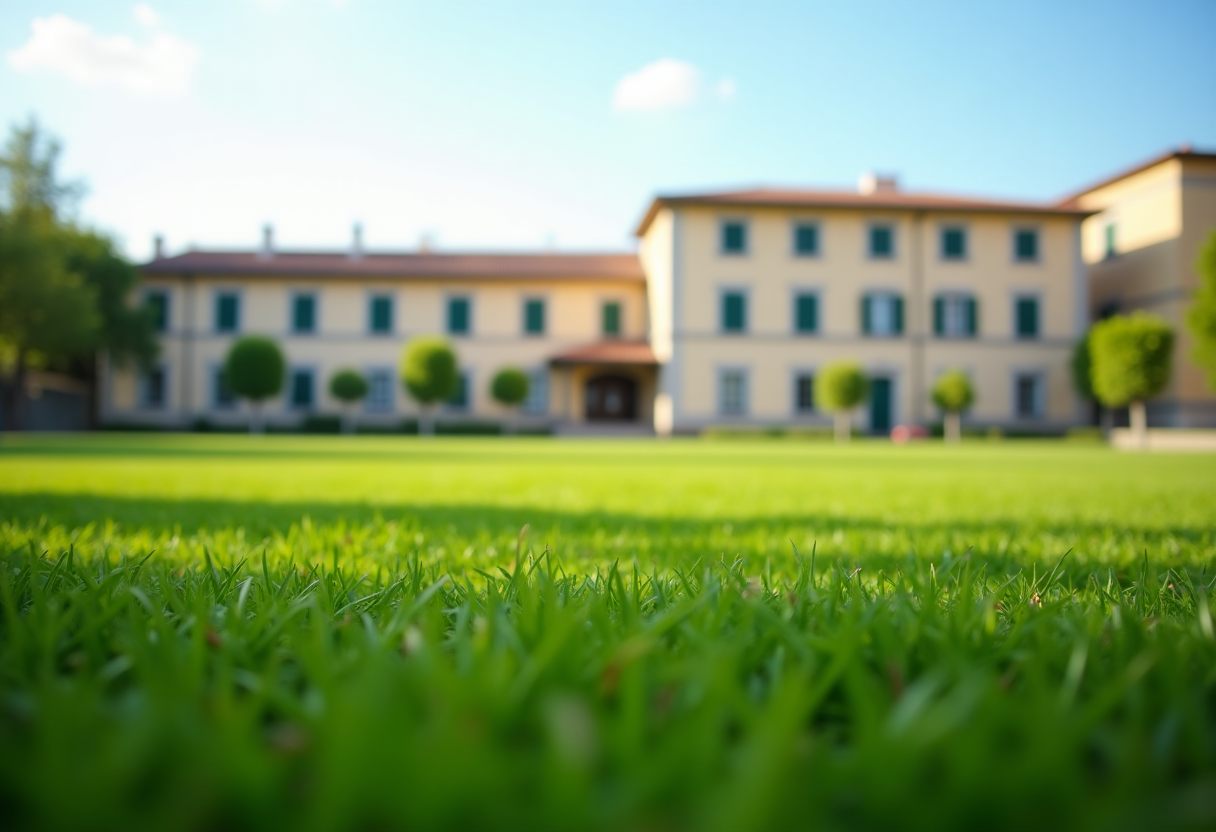 Immagine di una scuola rinnovata con studenti felici