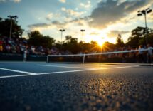 Giocatori di tennis in un campo italiano durante un torneo