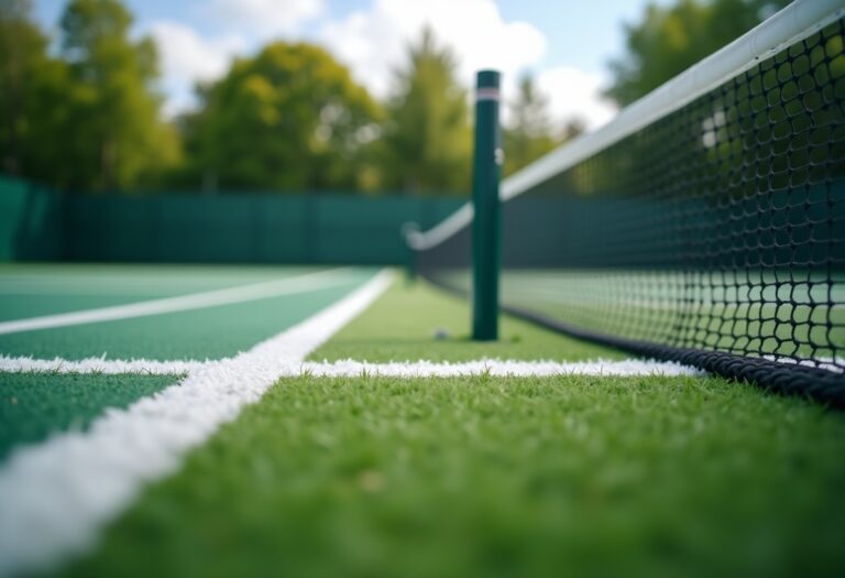 Giocatori di tennis in azione durante un torneo