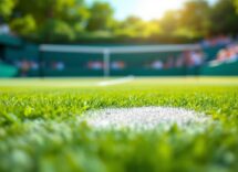 Giocatori di tennis in azione durante una partita in TV