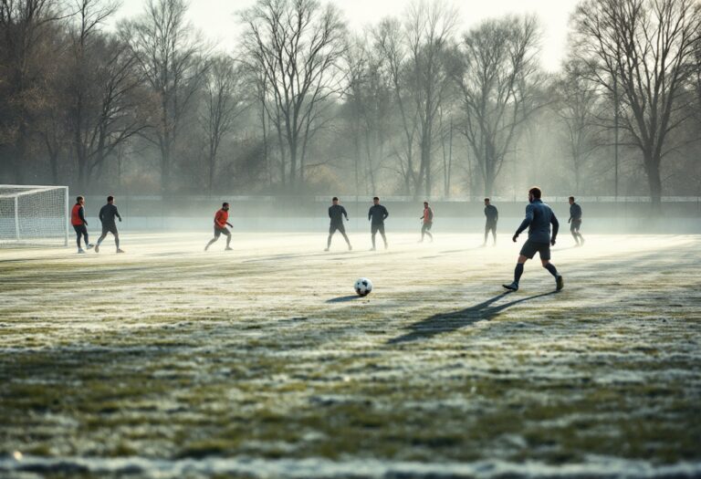 Giocatori del Benevento in allenamento per il mercato invernale