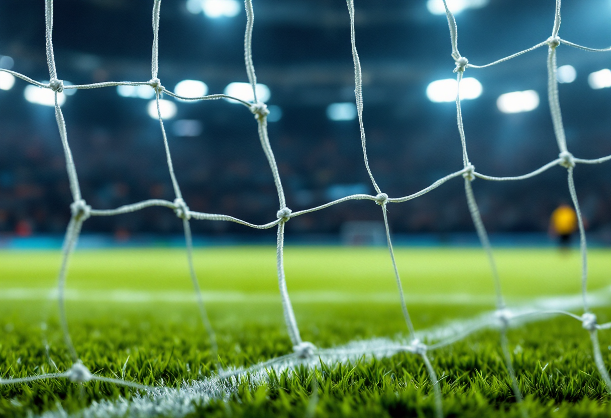 Portiere in azione durante una partita di calcio