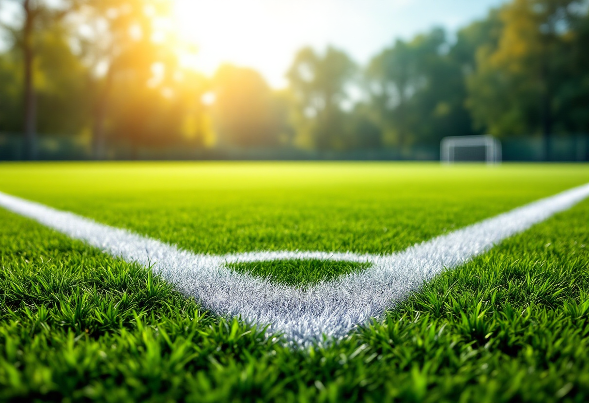 Giovani calciatori in allenamento sul campo da calcio