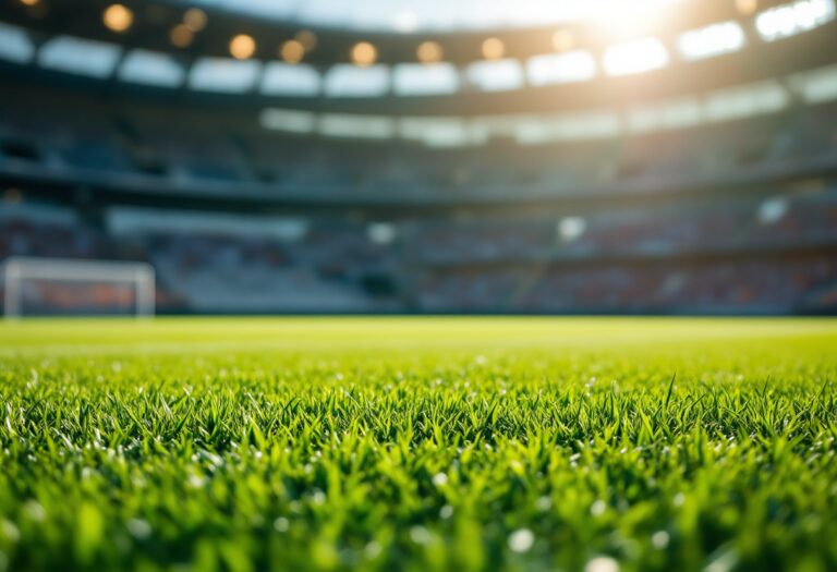 Cinque giovani calciatori del Lecce in azione durante un allenamento