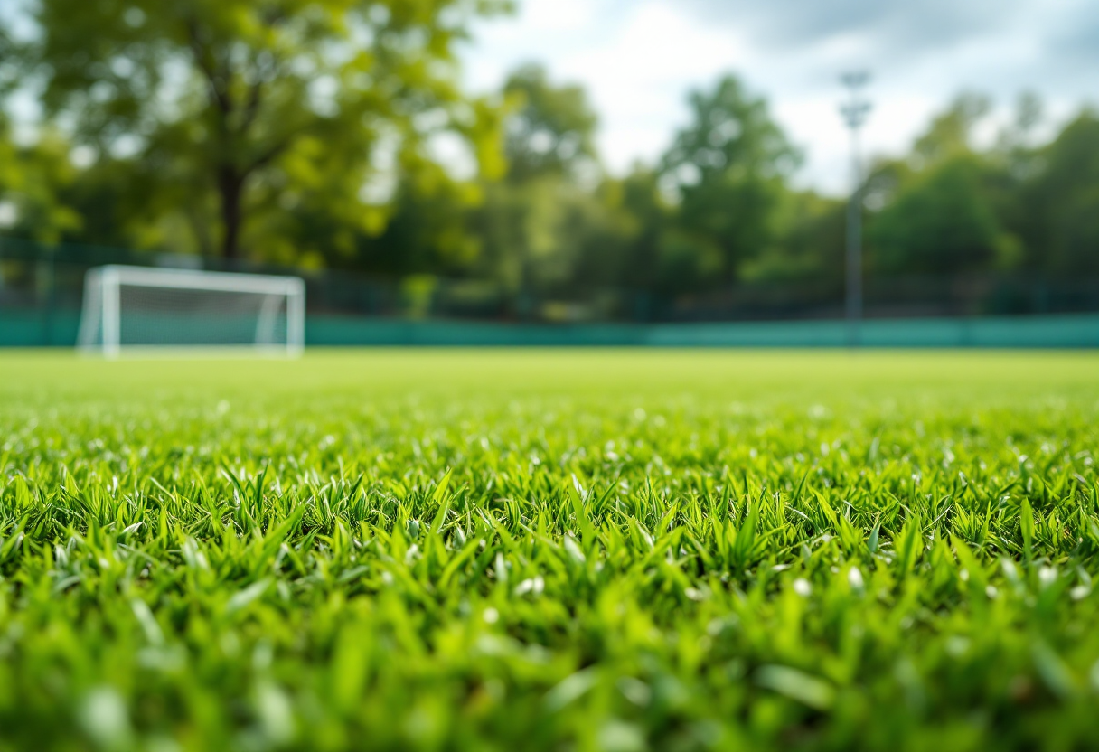 Famiglia che gioca a calcio insieme nel parco