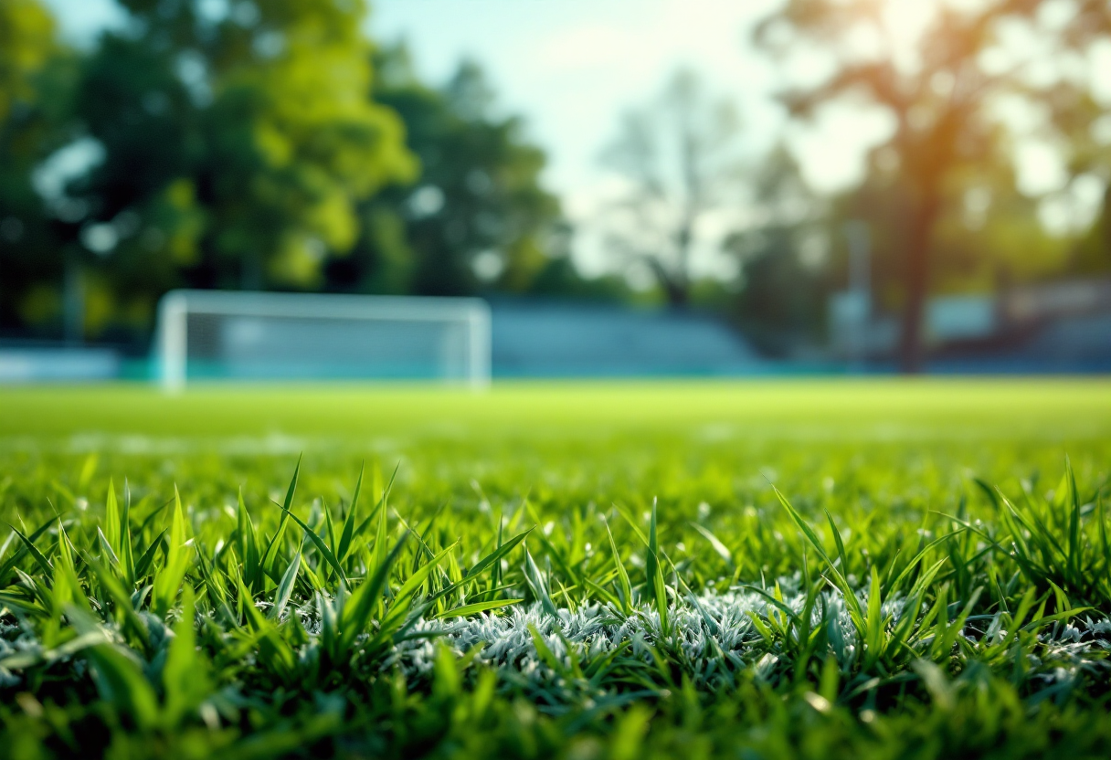 Giovani calciatori in un campo di Mantova durante un allenamento