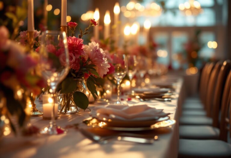 Cerimonia di matrimonio a Roma con decorazioni festive