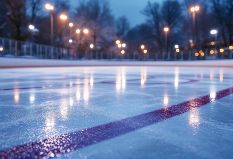 Giocatori di hockey su ghiaccio in azione durante una partita storica