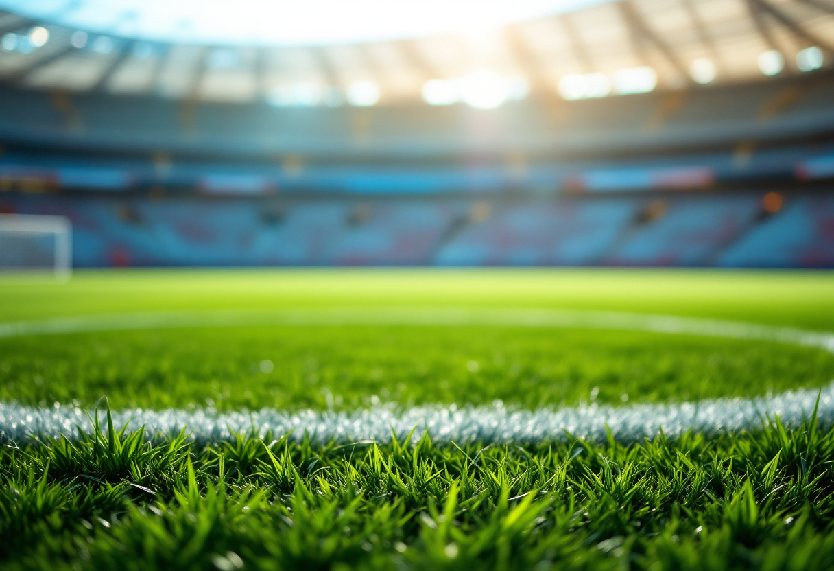 Giocatori di calcio durante un rinvio dal fondo