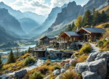 Vista panoramica delle terme alpine immerse nella natura