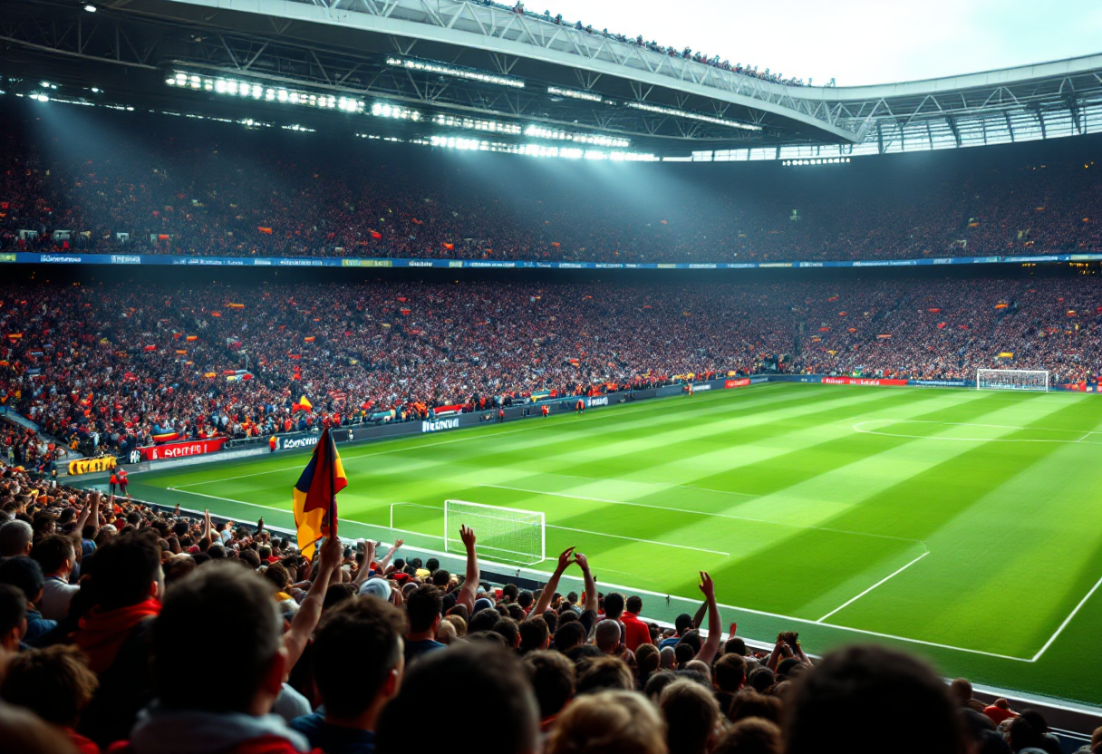 Tifosi entusiasti durante una partita di Champions League