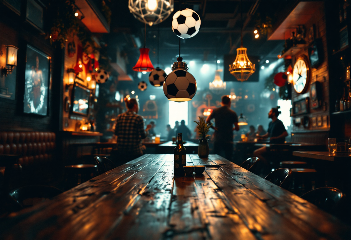 Tifosi che guardano una partita di calcio al bar