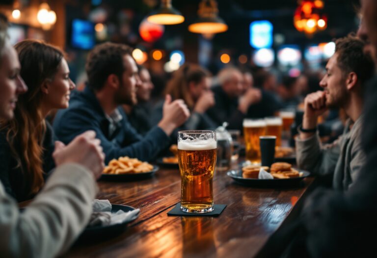 Persone che guardano una partita di calcio al bar