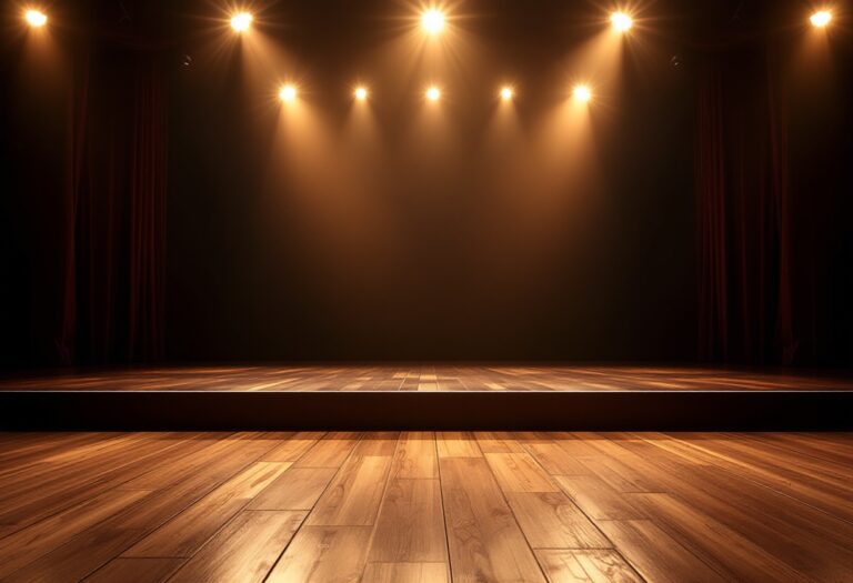 Artista in azione tra danza e recitazione sul palco