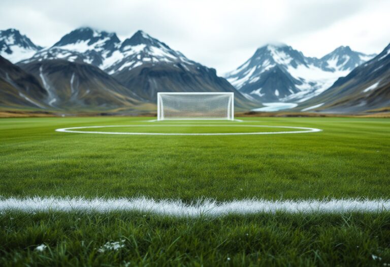 Giocatori di calcio in Groenlandia durante una partita