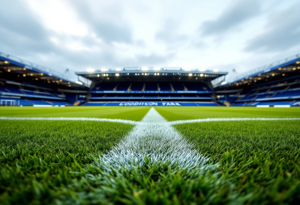 Giocatori di Everton e Aston Villa in azione durante la partita