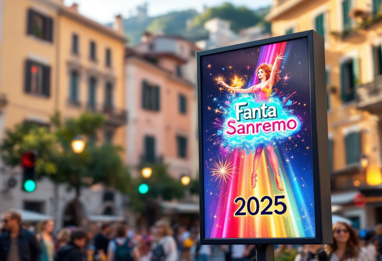 Logo del FantaSanremo 2025 con elementi musicali