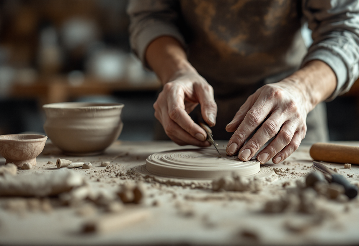 Giovani artisti al lavoro nella ceramica moderna