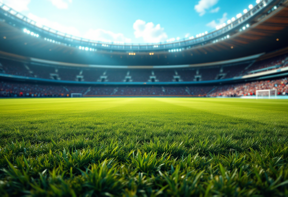 Stadio italiano con tifosi in festa durante una partita