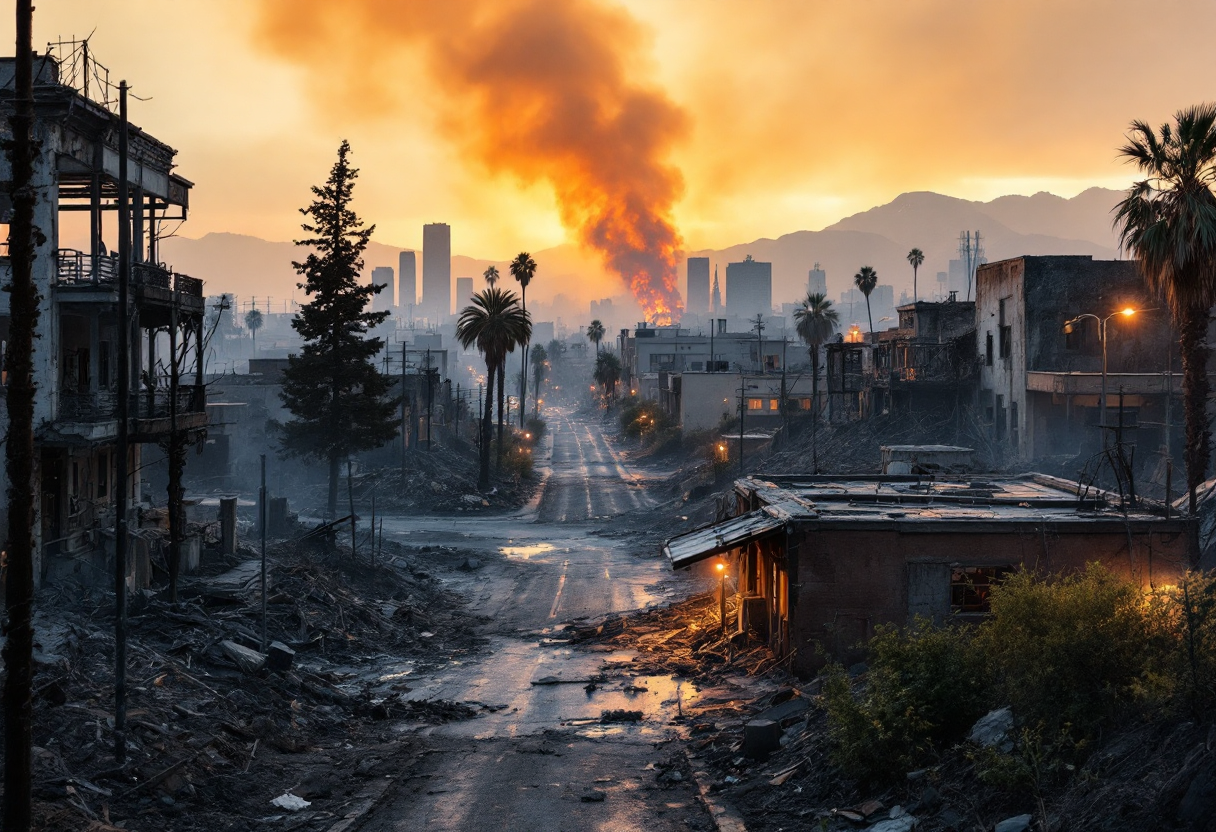 Immagine di incendi devastanti a Los Angeles