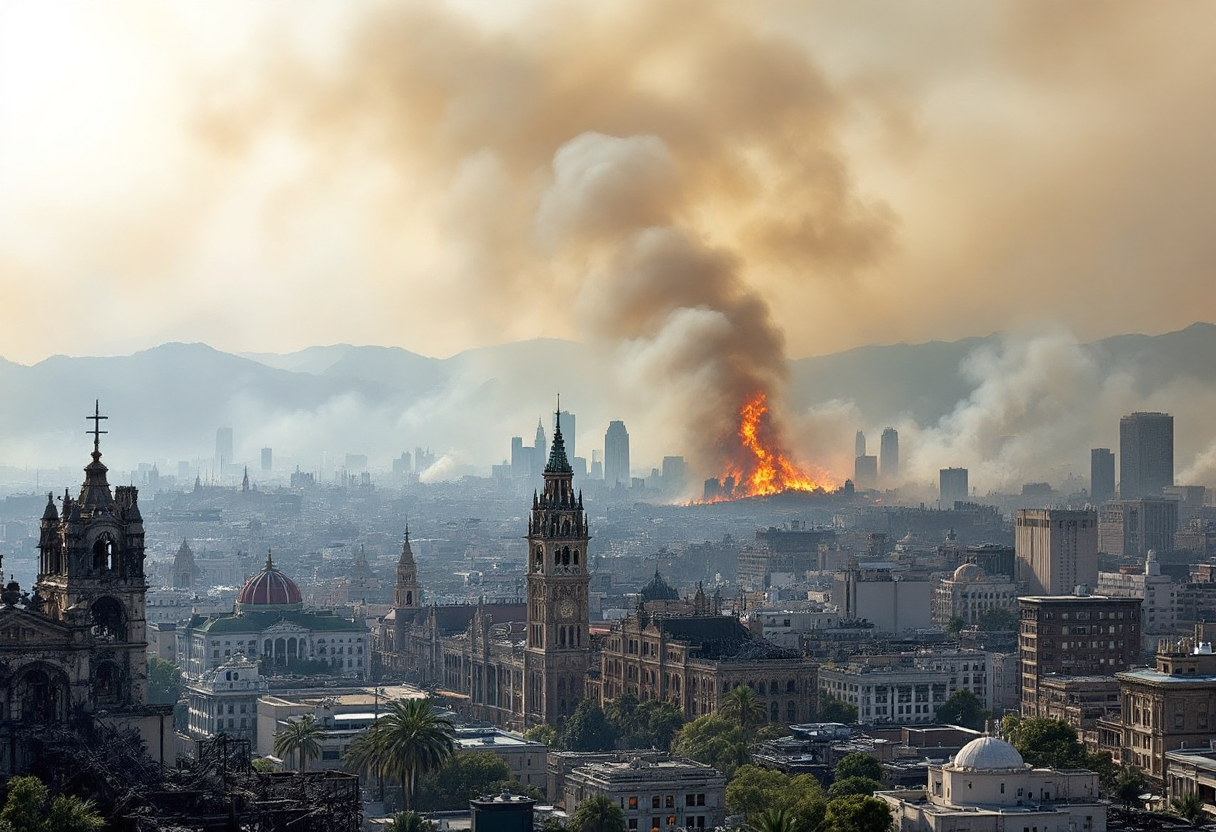 Immagine dell'incendio che ha colpito Los Angeles