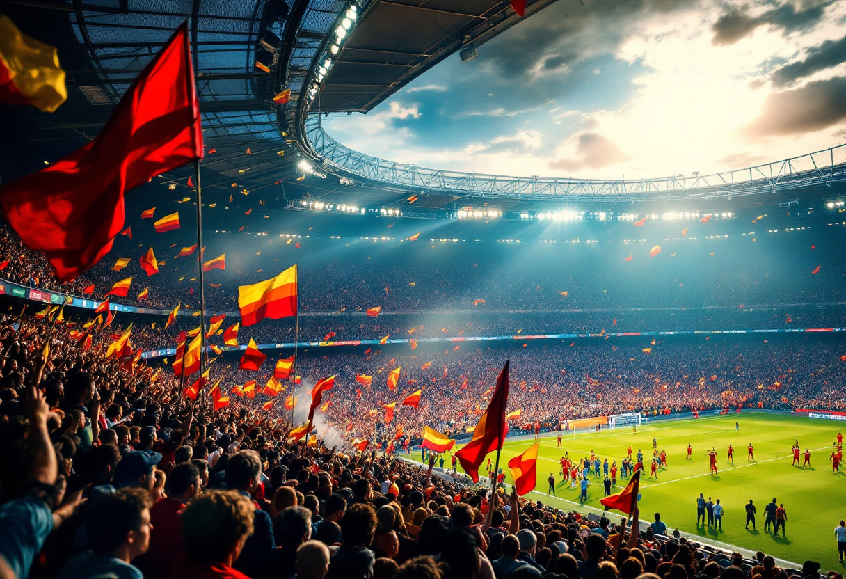 Tifosi milanesi celebrano la loro passione per il calcio