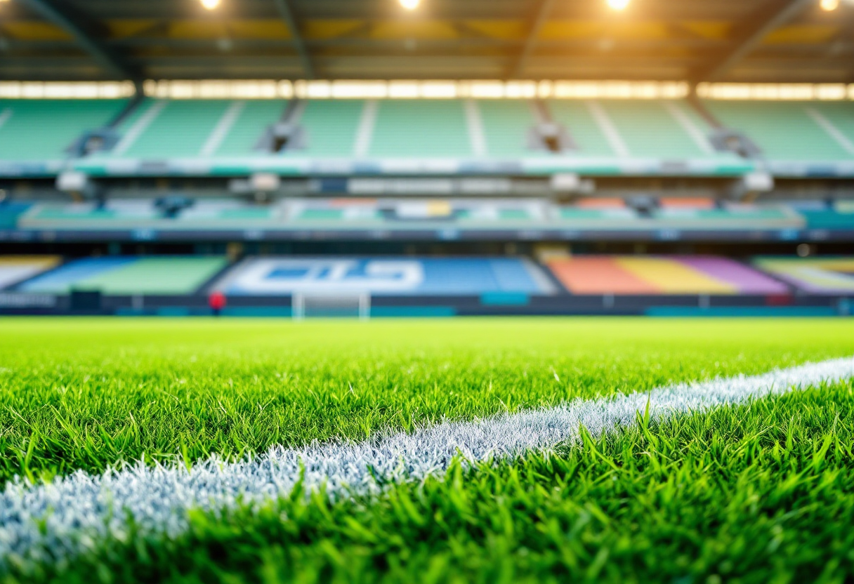 Giocatori in azione durante il campionato di calcio a sette a Forlì