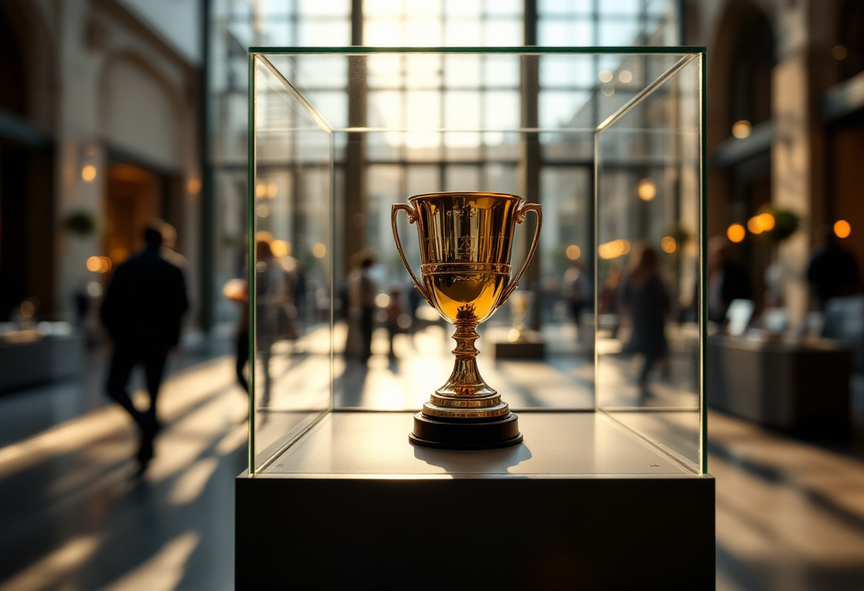 Trofeo della Supercoppa Italiana esposto al Museo di Casa Milan