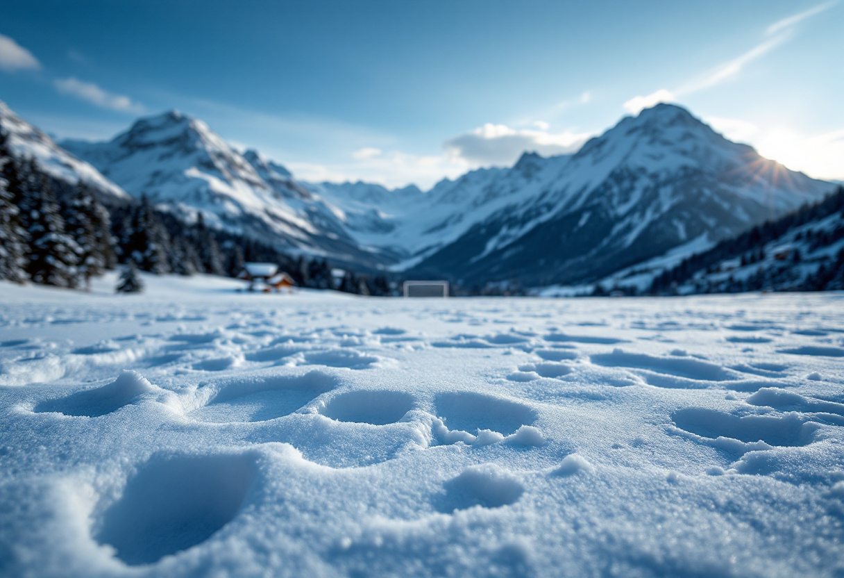 Giocatori svizzeri festeggiano la vittoria all'Arosa IceSnowFootball