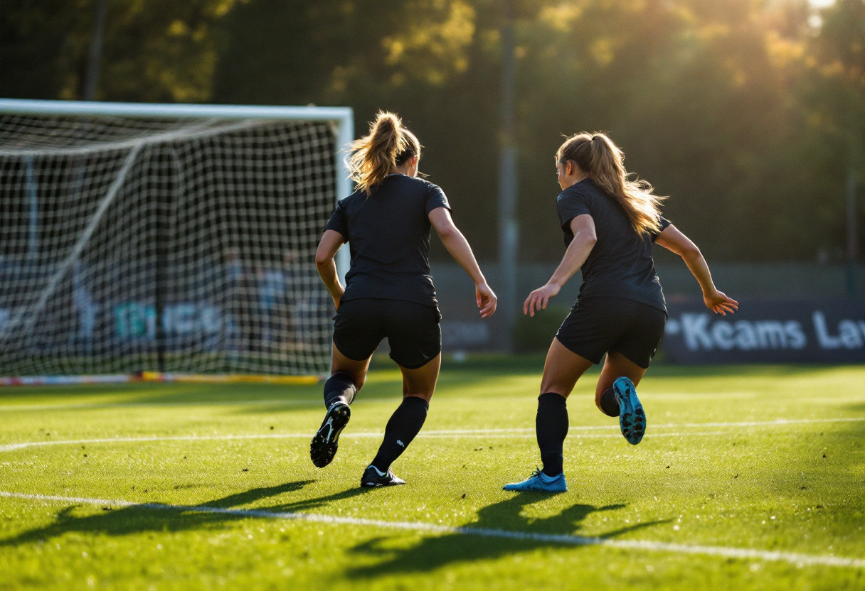 Giocatrici di calcio femminile in azione sul campo