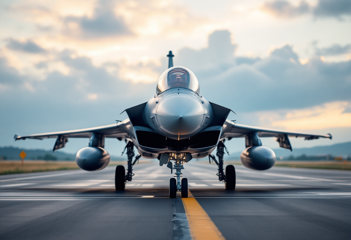 Eurofighter Typhoon in volo, simbolo di tecnologia europea