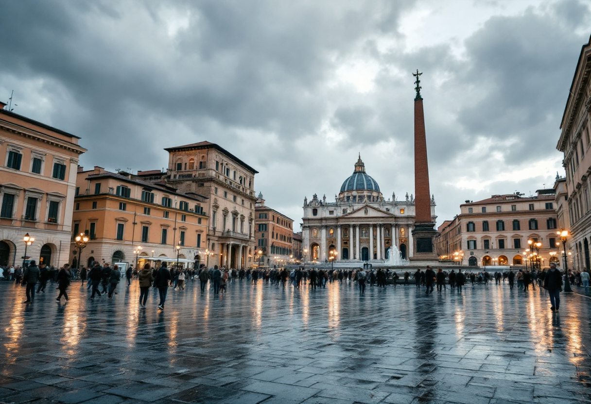 Immagine di Roma durante il maltempo con venti forti