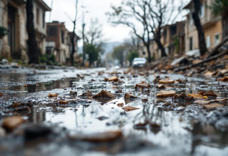 Immagine dei danni causati dal nubifragio a Messina