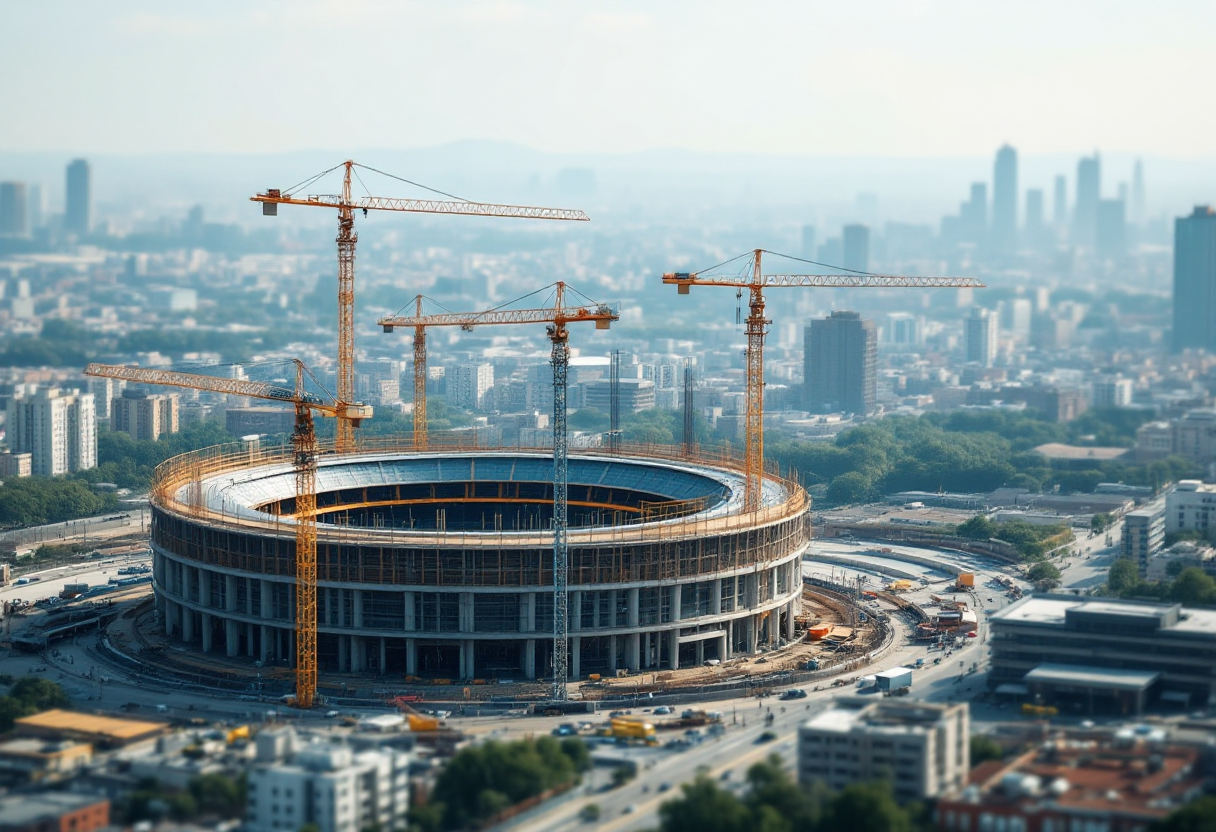 Rendering del nuovo stadio della Roma previsto per il 2028