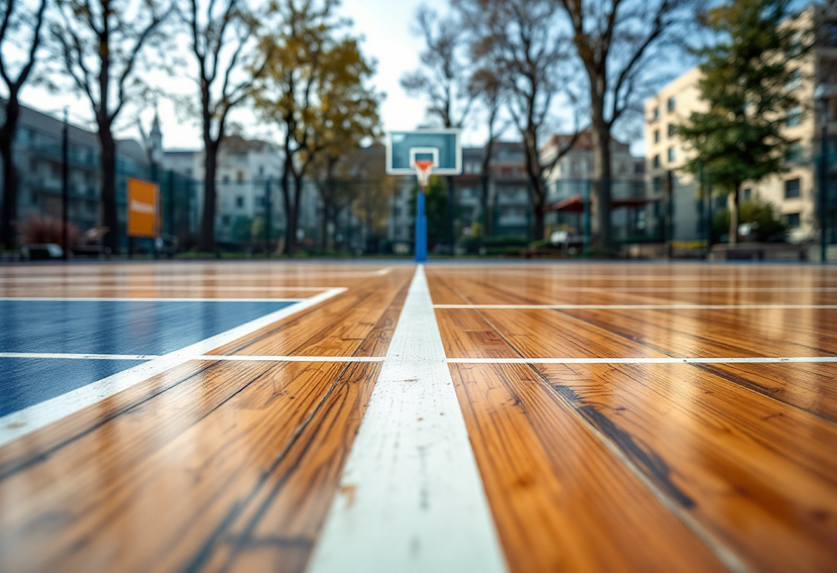 Giocatori in azione durante la ventitreesima giornata di Serie A di basket